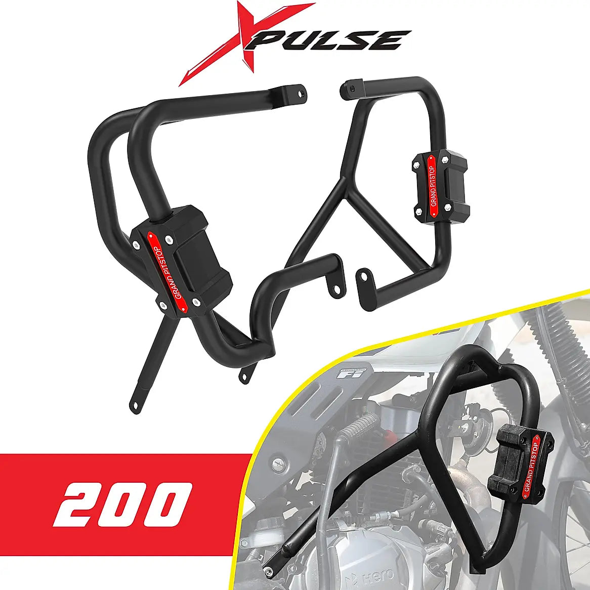 CRASH GUARD (PAIR) for Hero Xpulse 200/400 - Black
