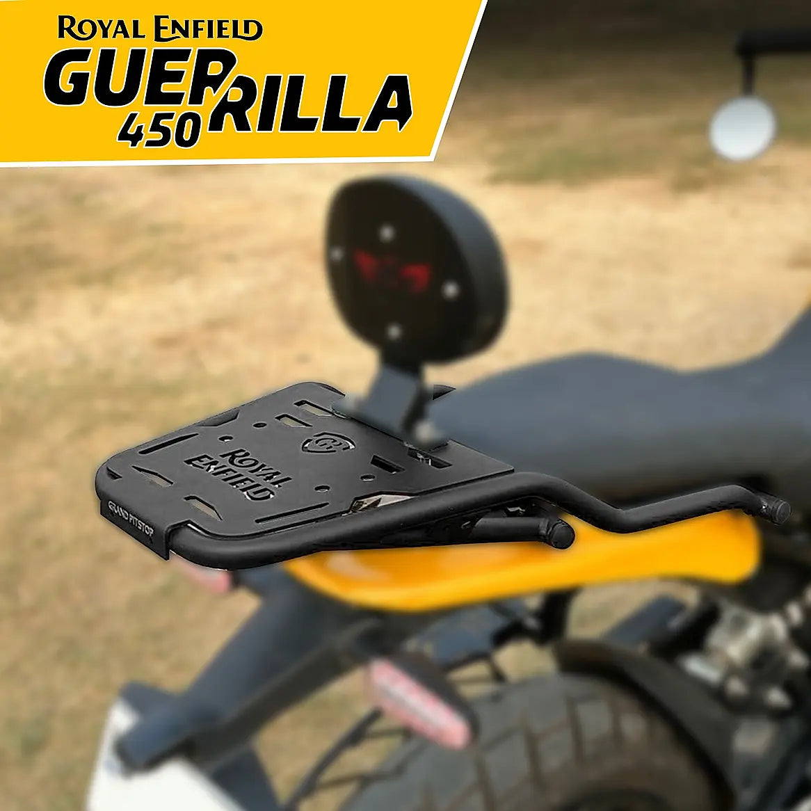 Extended Top Rack with Plate for Royal Enfield Guerrilla 450 - Black