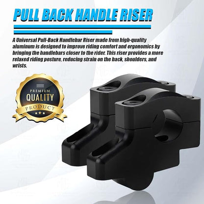 Universal Aluminium Pull Back/Off Set Handlebar Risers for Motorbike | Adjustable Height and Angle, Lightweight, Durable, Easy Installation