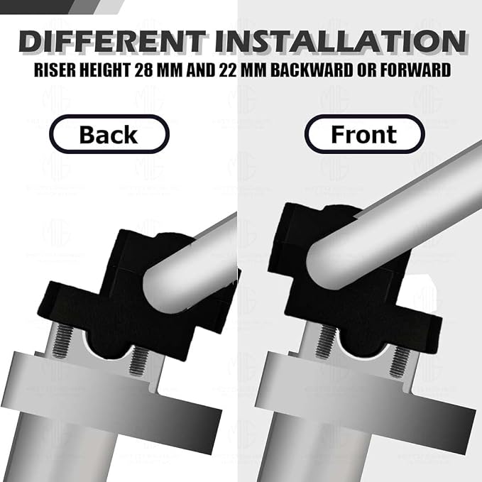 Universal Aluminium Pull Back/Off Set Handlebar Risers for Motorbike | Adjustable Height and Angle, Lightweight, Durable, Easy Installation
