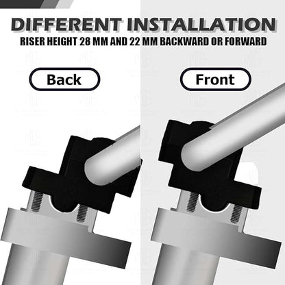 Universal Aluminium Pull Back/Off Set Handlebar Risers for Motorbike | Adjustable Height and Angle, Lightweight, Durable, Easy Installation