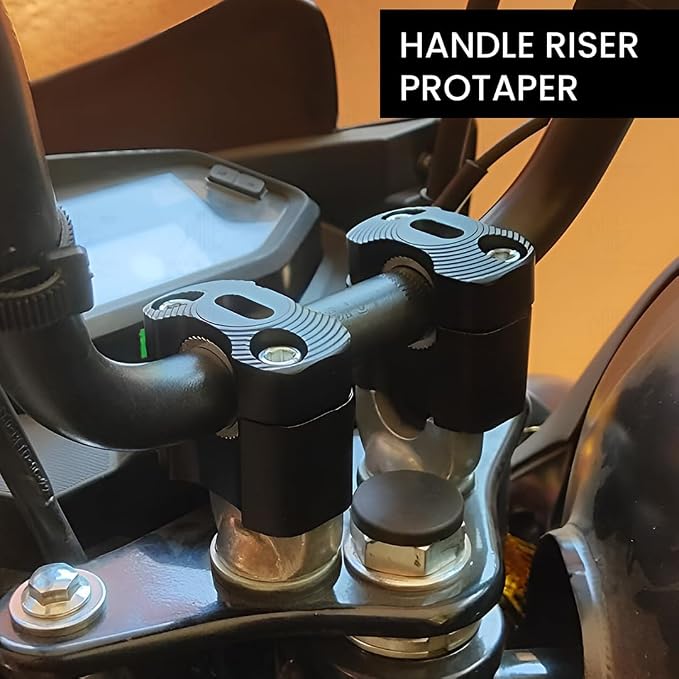Universal Heavy Duty Aluminum Motorcycle Handlebar Risers | Adjustable, Lightweight, Durable, Compatible with Universal Motorbikes