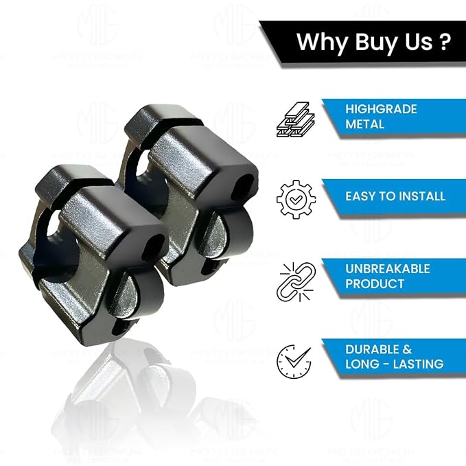 Universal Heavy Duty Aluminum Motorcycle Handlebar Risers | Adjustable, Lightweight, Durable, Compatible with Universal Motorbikes