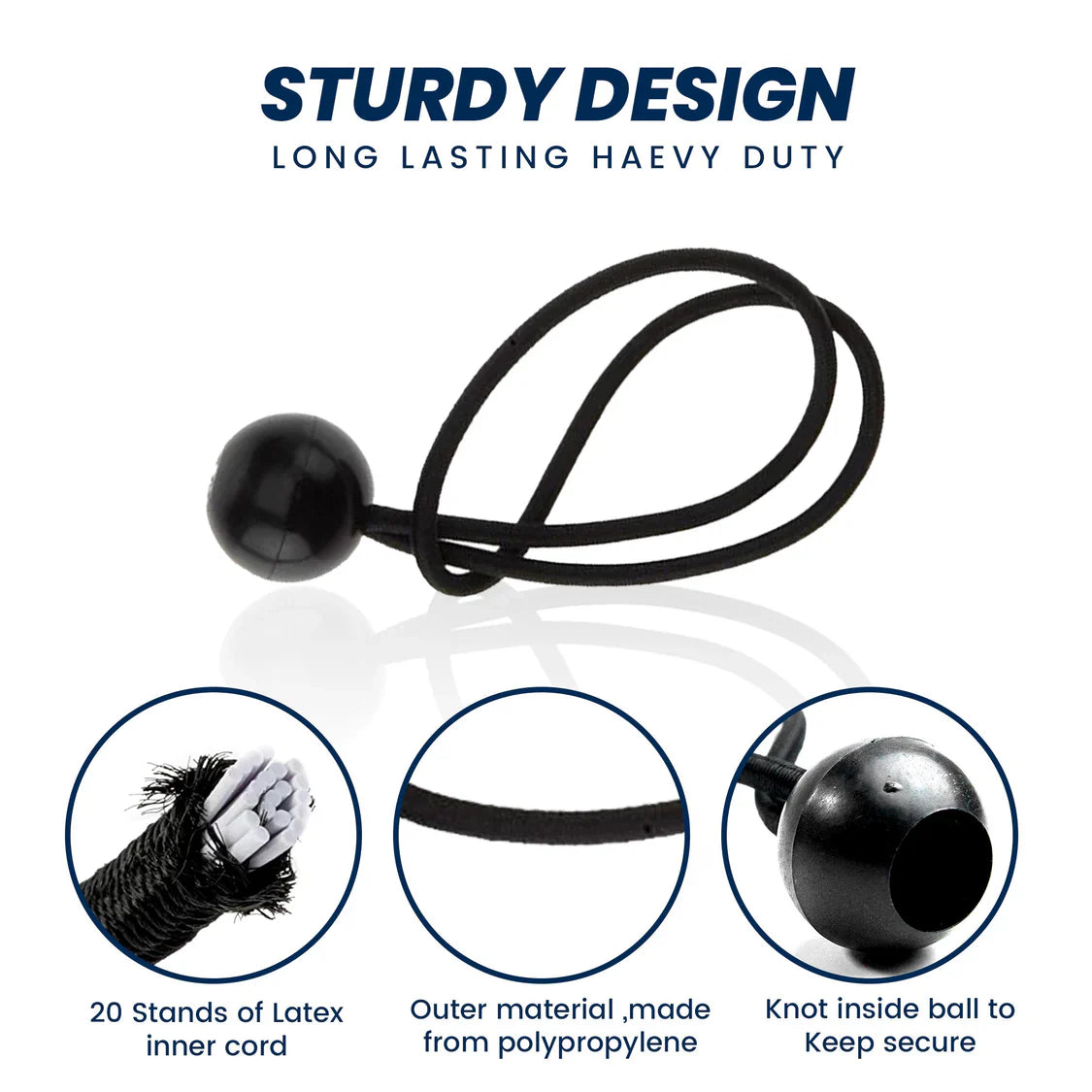 Bungee Balls (8Inch) - Set Of 10 - Black