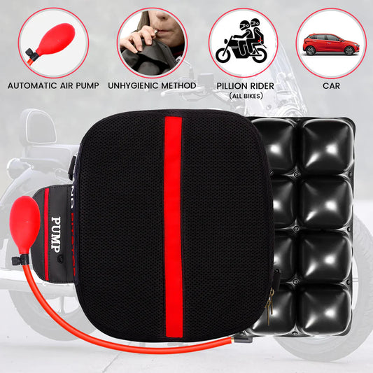 Air Comfy Seat Cushion for Medical, Offices, Home, Motorcycle and Car Lumbar Support - Pillion Premium with Pump