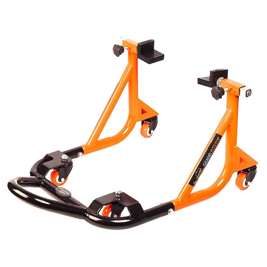 Dismantable Rear Paddock Stand with 360 Rotation- Black + Orange - (Bike Wt upto: 280 kgs)