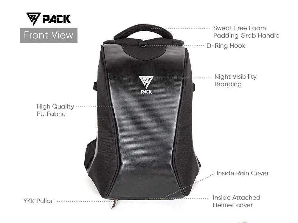 GR Pack Anti Theft Backpack for Bikers (Carbon)