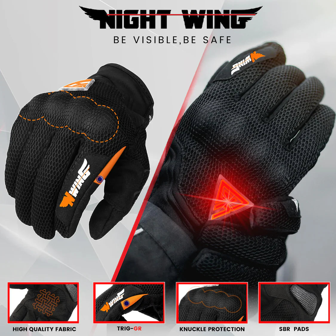 Night Wing Smart Motorcycle Gloves - Black