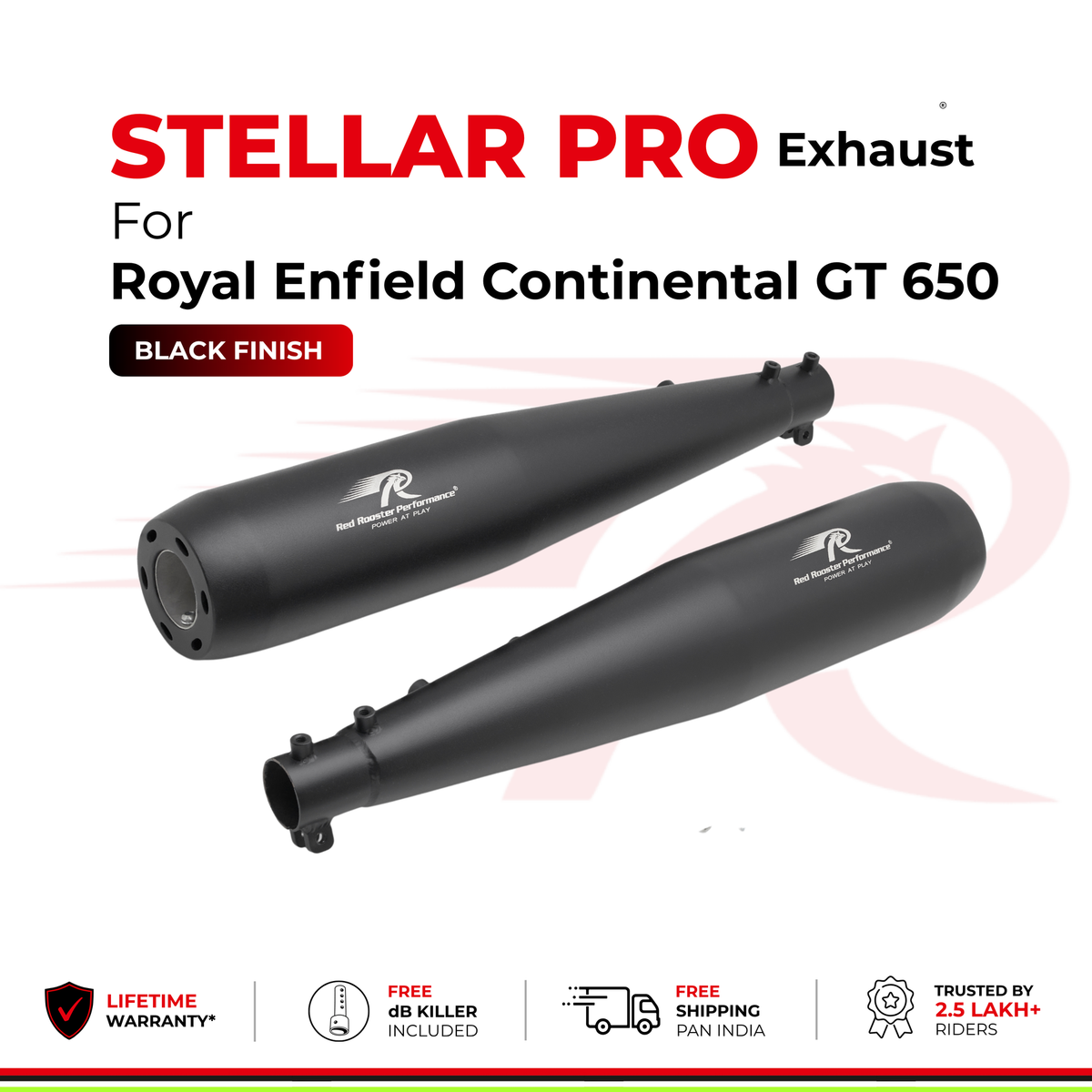 Red Rooster Performance Stellar Pro Black for Continental GT 650 / Interceptor 650