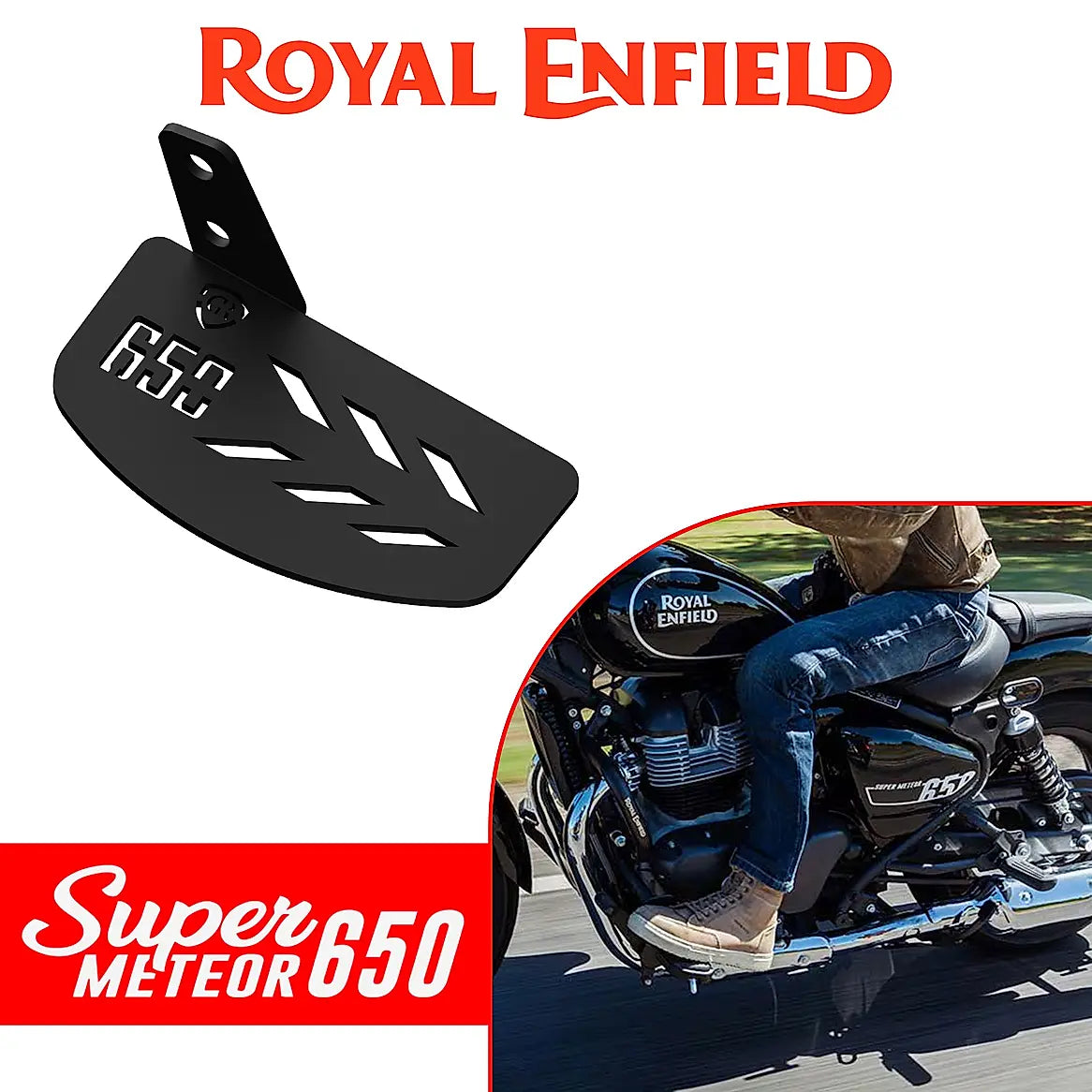 Pillion Footrest for Royal Enfield Super Meteor 650 - Black-Left