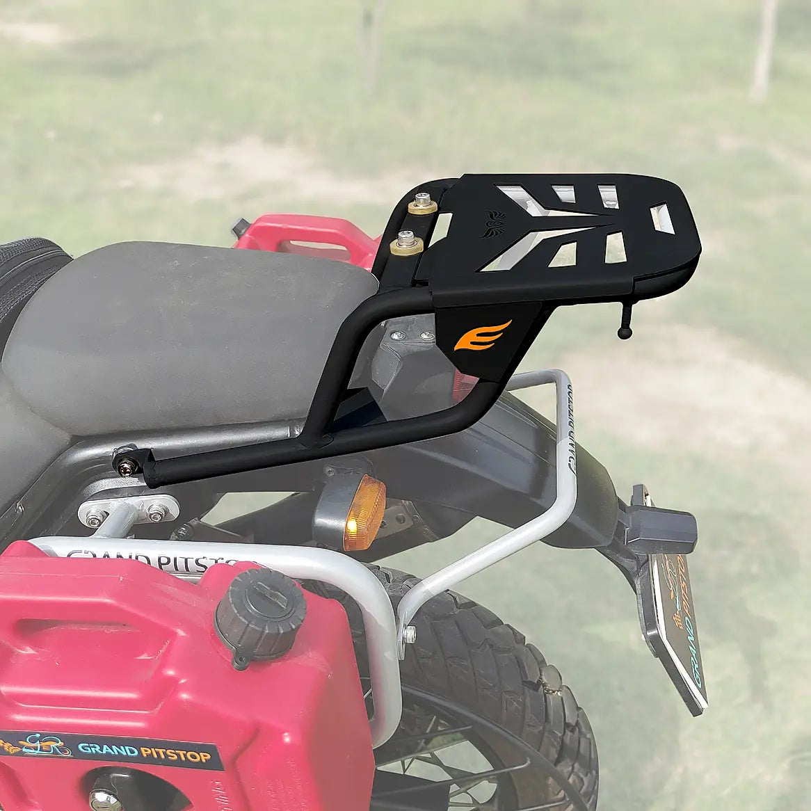 Extended Top Rack-Carrier with Plate, compatible with Pillion Backrest For Royal Enfield Himalayan-Black