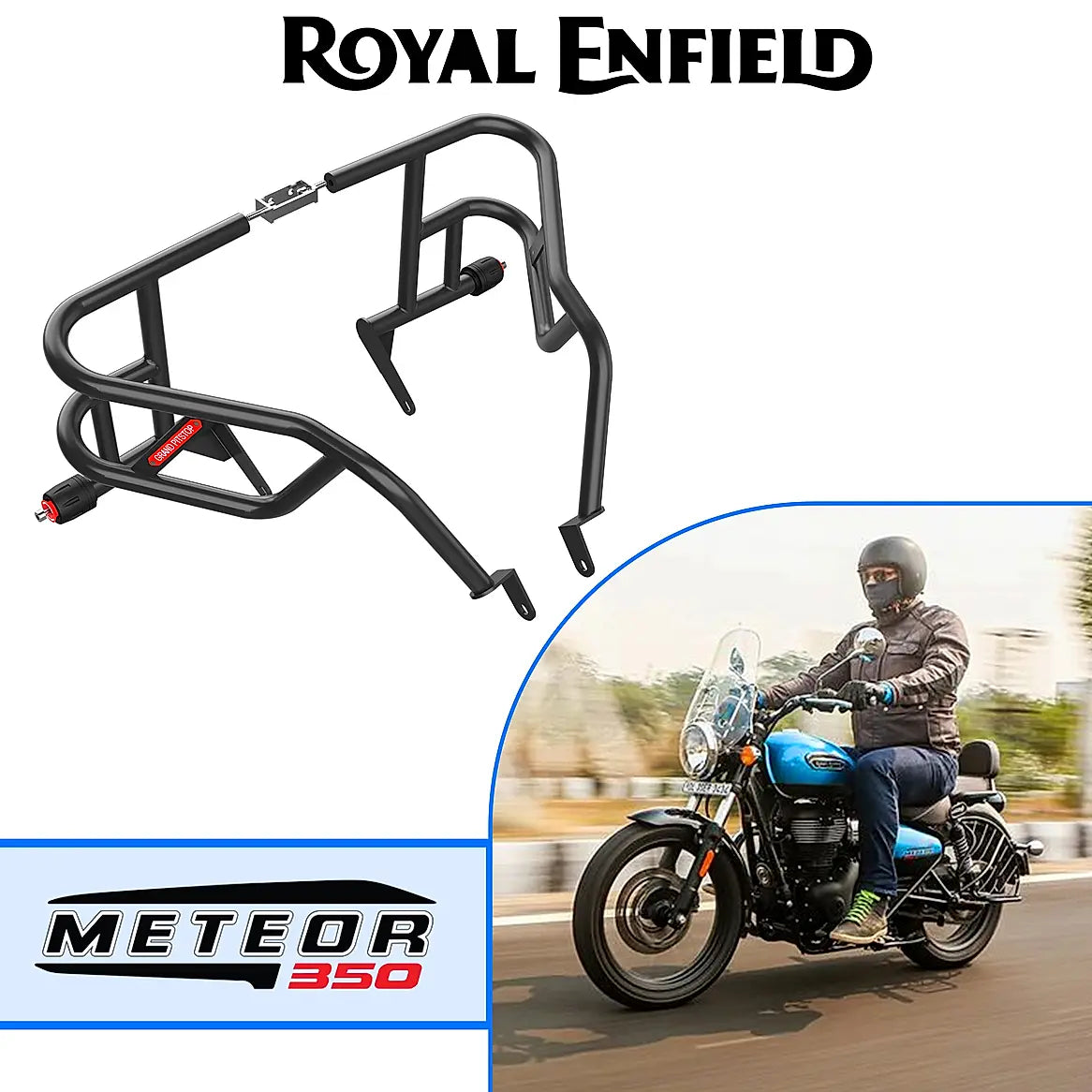 CRASH GUARD (PAIR) for Royal Enfield Meteor 350 - Black