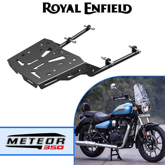 Extended Top Rack with Plate for Royal Enfield Meteor 350 - Black