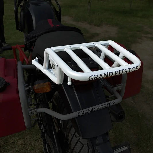 Extended Top Rack-Carrier without Plate, compatible with Pillion Backrest For Royal Enfield Himalayan-Silver